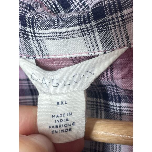Caslon Pullover Blouse Top Plaid Long Sleeve Size XXL 2X Cotton Mauve Tunic - Picture 3 of 4